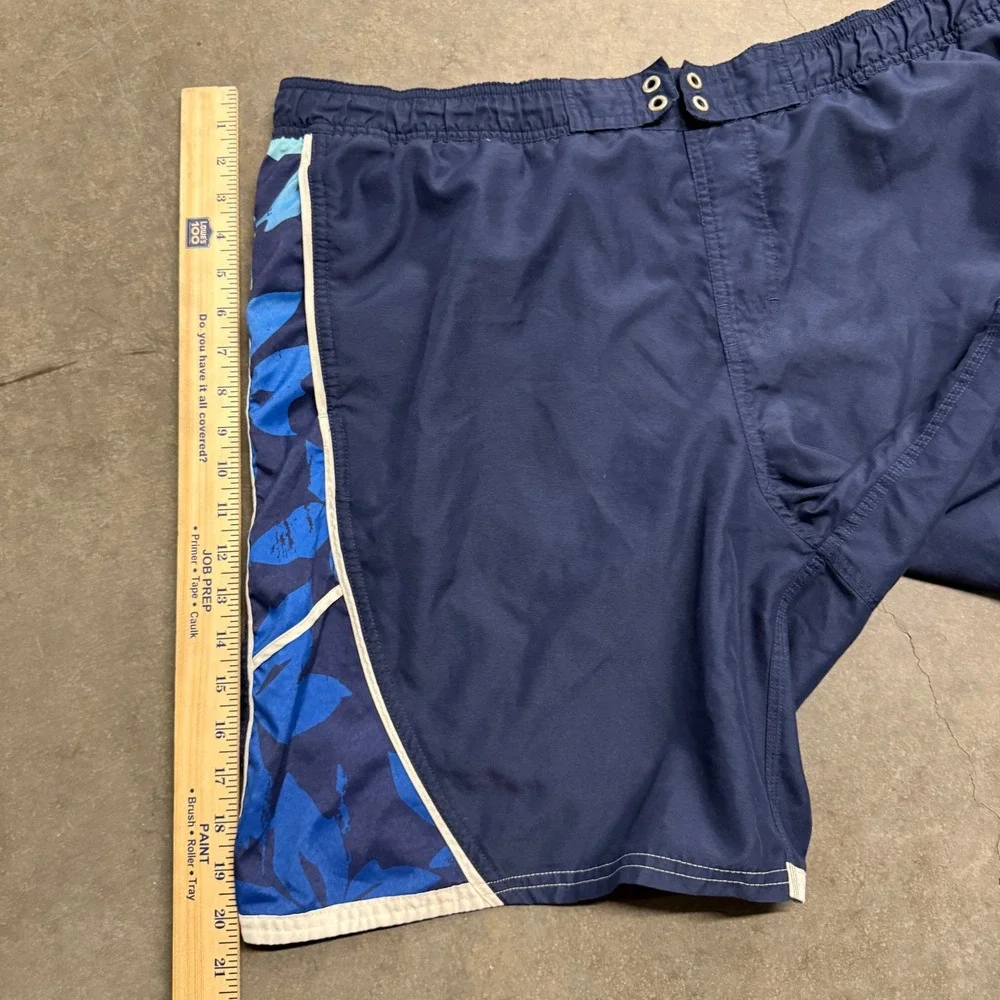Nike Mens XL Swim Trunks Navy Blue Floral Side Panel Board Shorts Mesh Lined